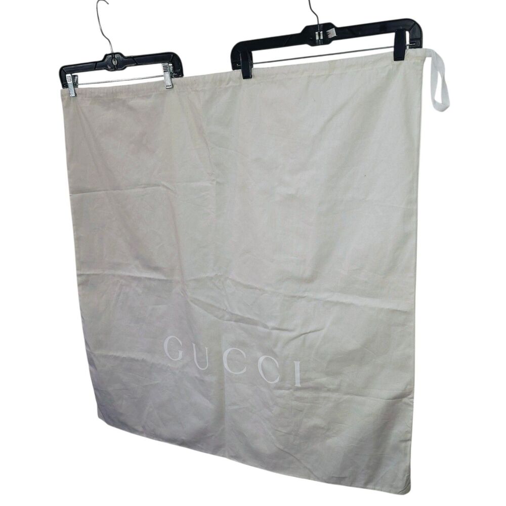 GUCCI 32x33 XXL Spellout Logo Drawstring Dust Bag Cover Laundry Travel Suitcase